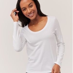 Pact White Softspun Long Sleeve Scoop Tee NWT!